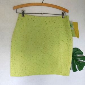 Denim & Co Larkspur Lime Floral Textured Skirt